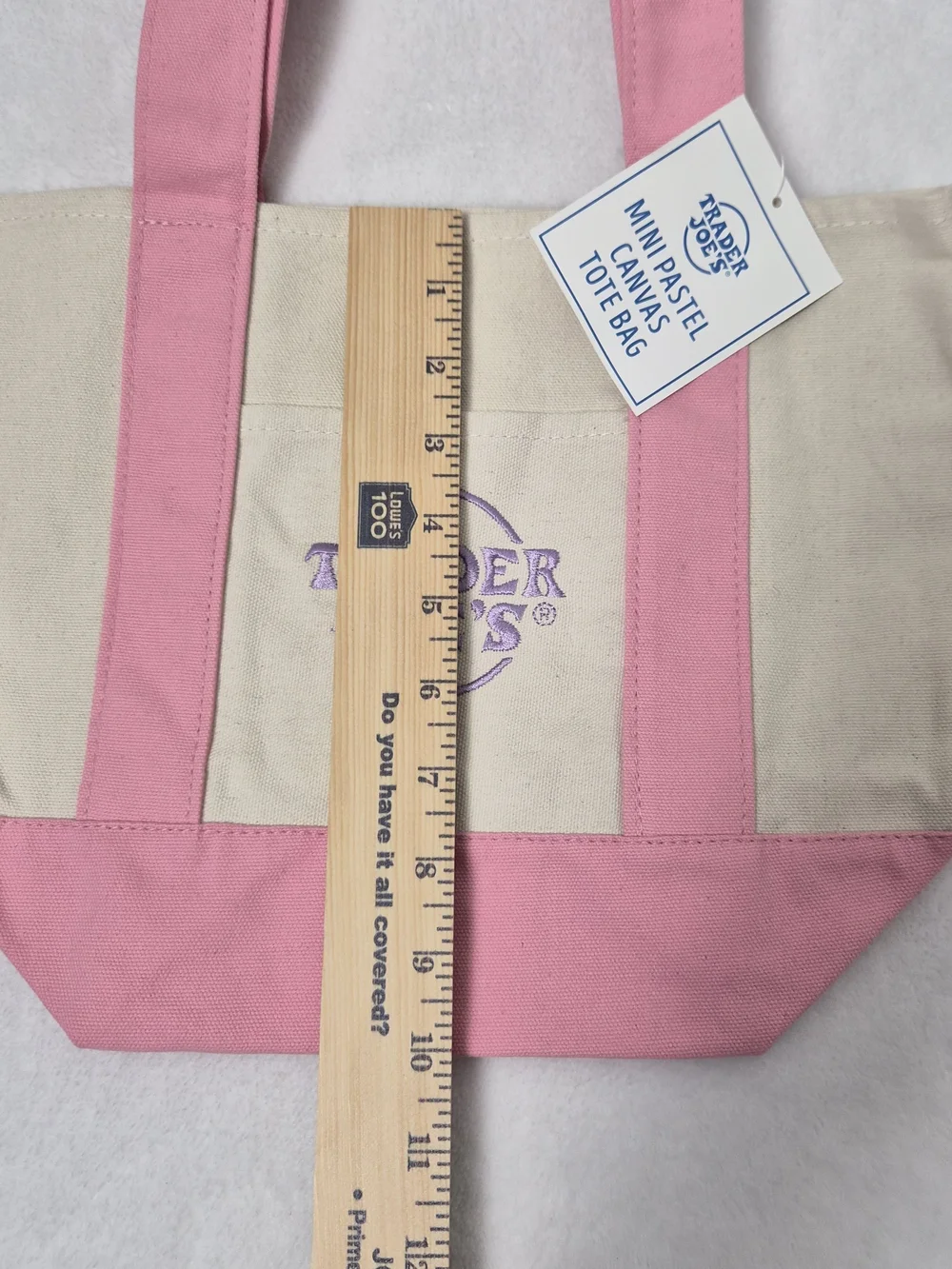 NWT Trader Joe's Mini Pastel Canvas Tote Bag Set of 4 Limited Spring Edition Top